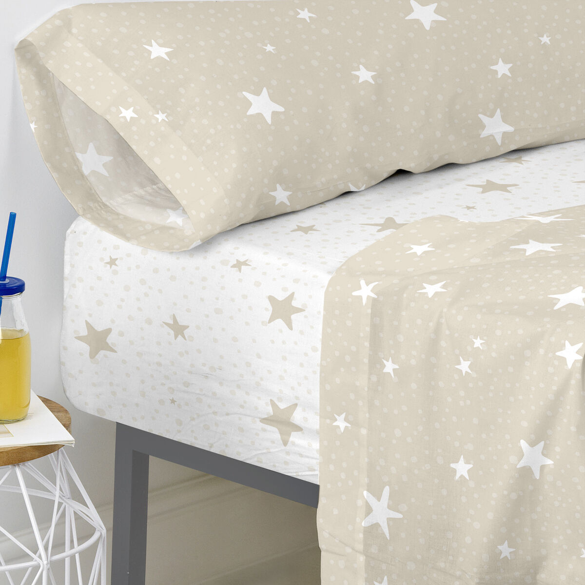 Underlakan HappyFriday BASIC KIDS Beige 105 x 200 x 32 cm